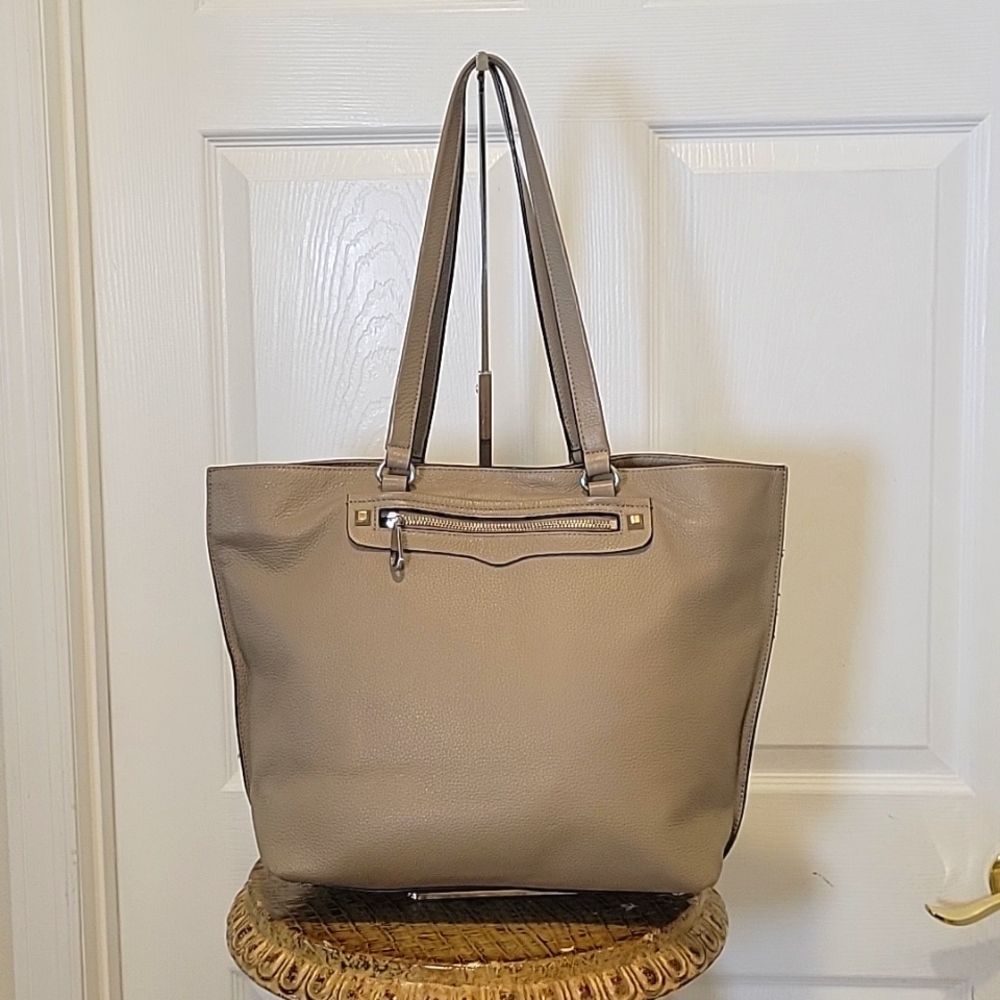 Rebecca Minkoff tan leather tote bag 11x10x5